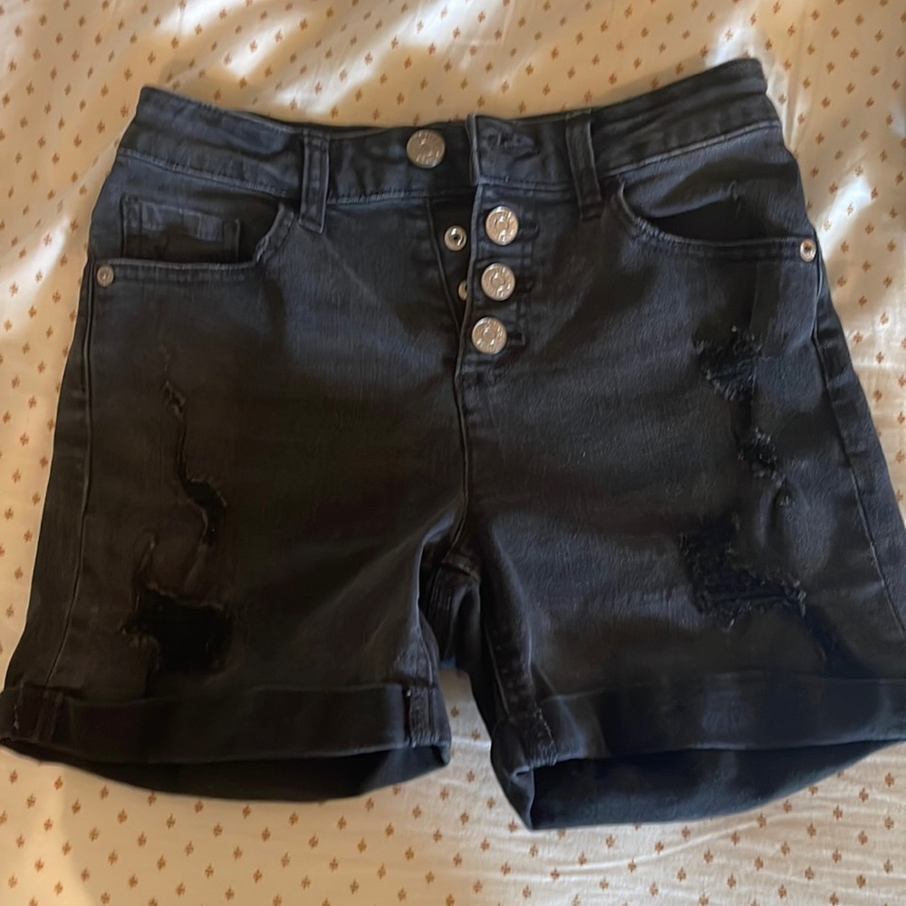 Justice black denim shorts